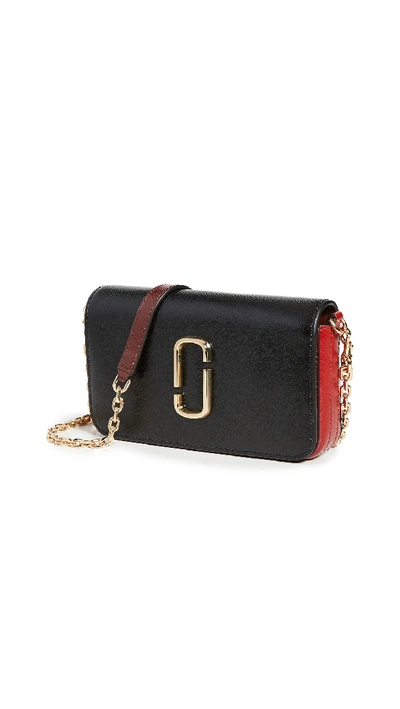 The Marc Jacobs Colorblock Leather Chain Crossbody Bag In Black/red
