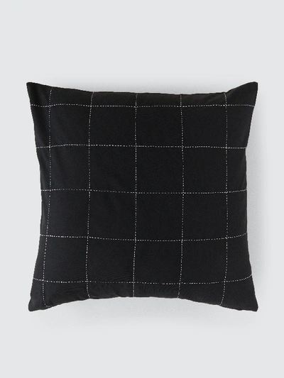 Anchal Project Organic Cotton Grid Throw Pillow Cover In Black