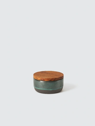Aida Small Bowl With Teak Lid & Spoon In Green