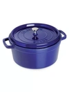 Staub Cast Iron 9 Quart Round Cocotte In Dark Blue