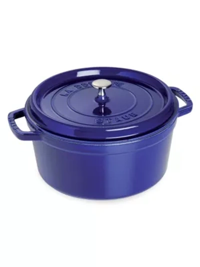 Staub Cast Iron 9 Quart Round Cocotte In Dark Blue