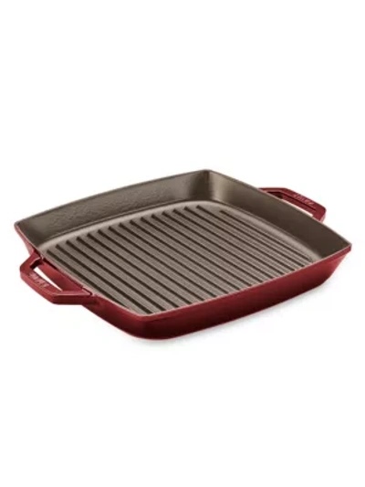 Staub 13" Square Double Handle Grill Pan In Grenadine