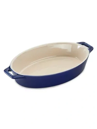 Staub 9" Oval Stoneware Baking Dish In Dark Blue