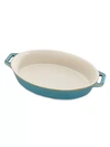Staub 9" Oval Ceramic Baking Dish In Rustic Turquoise