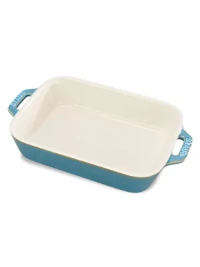 Staub 7.5" X 6" Rectangular Stoneware Baking Dish In Rustic Turquoise