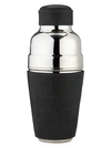 Graphic Image Crocodile-embossed Leather Stainless Steel Cocktail Shaker In Black