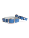 Finn And Me Leather Dog Collar In Bright Blue