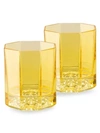 Versace Medusa Lumiere Amber Whiskey Double Old Fashioned Glasses, Set Of 2 In Yellow