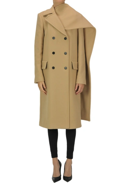 Msgm Double-breasted Wool Coat In Brown