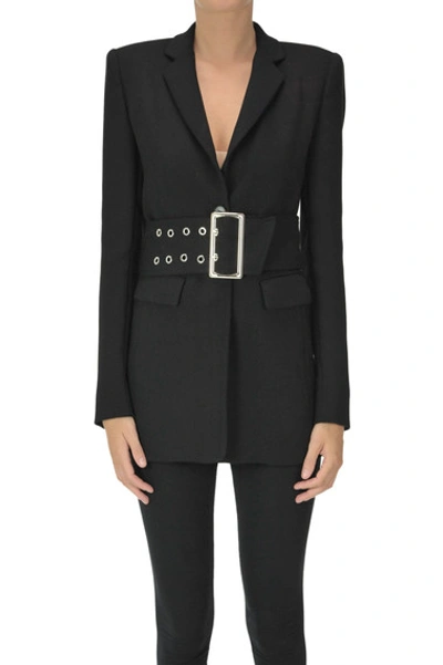 Pinko Maxi Waistbelt Blazer In Black