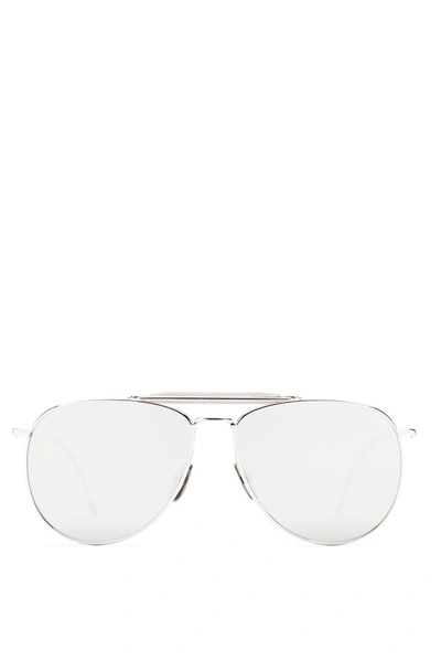 Thom Browne Aviator Tb015 Sunglasses In Silver