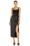 BRANDON MAXWELL SATIN BUSTIER COCKTAIL DRESS WITH WRAP SKIRT,BMAX-WD41