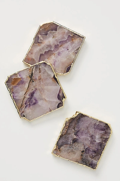 Anthropologie Gilded Agate Coaster By  In Purple Size Coasters
