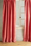 Anthropologie Matte Velvet Curtain By  In Pink Size 50x63