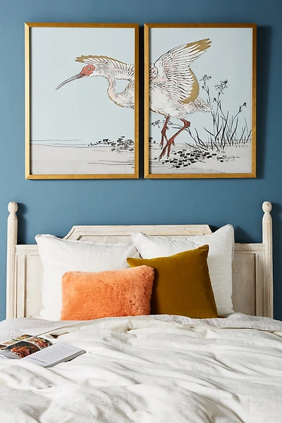 Anthropologie Gilded Heron Diptych Wall Art By  In Blue Size S