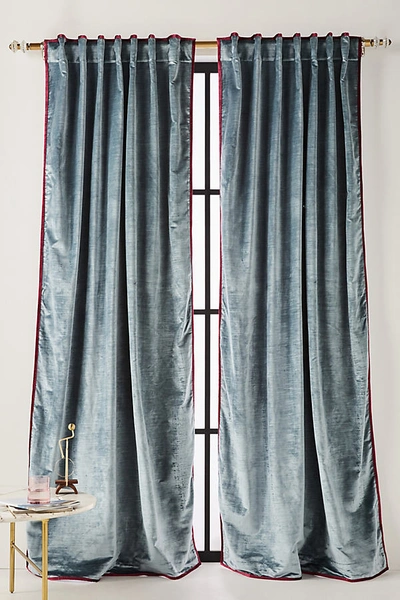 Anthropologie Petra Velvet Curtain By  In Blue Size 63"