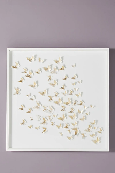 Anthropologie Butterfly Spray Wall Art By  In White Size M