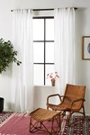 Anthropologie Stitched Linen Curtain By  In White Size 50x63