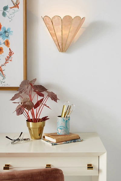 Anthropologie Madelyn Capiz Faceted Sconce In Pink