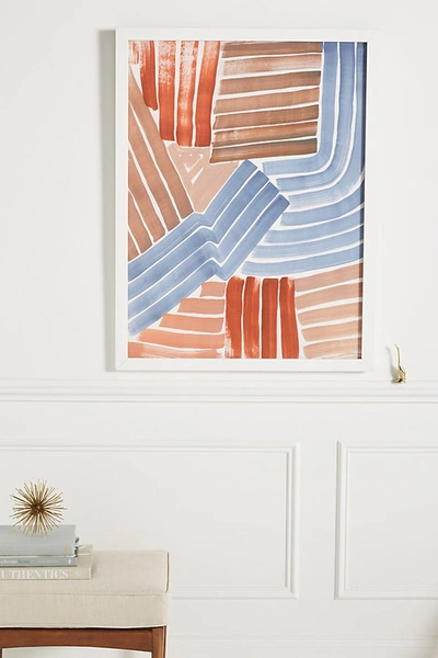 Anthropologie Abstract Lines Wall Art By  In Pink Size M