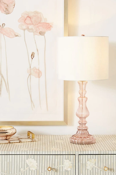 Anthropologie Eva Glass Lamp Base In Pink