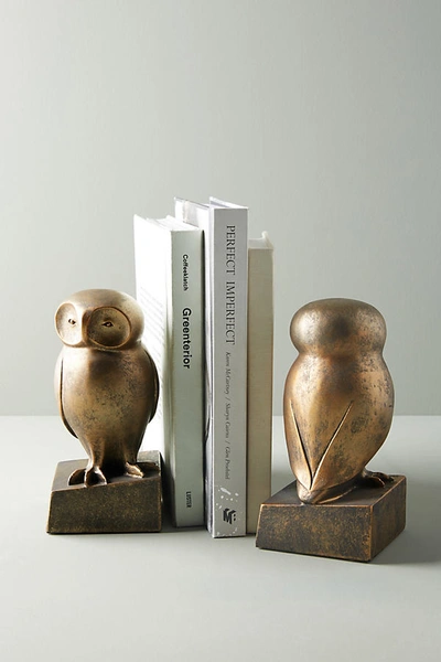 Anthropologie Wise Owl Book Ends In Gold