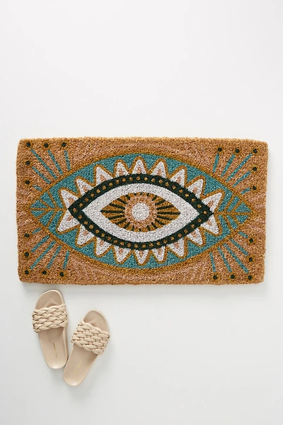 Anthropologie Spirit Eye Doormat In Blue