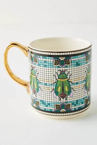 Anthropologie Garden Tile Mug In Blue