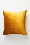 Anthropologie Adelina Slub Velvet Pillow By  In Yellow Size 18" Sq