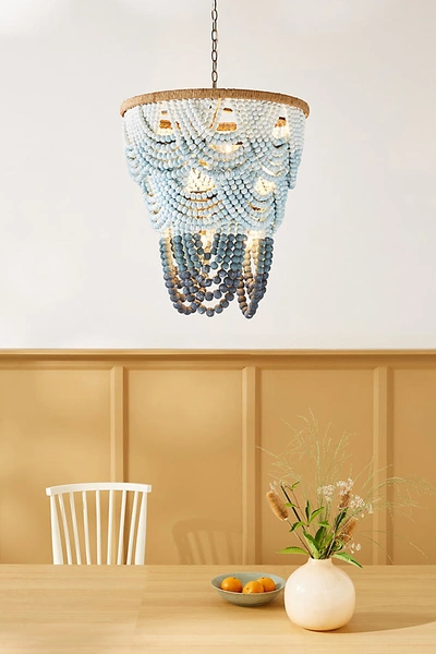 Anthropologie Aquamarine Beaded Chandelier By  In Blue Size M In Blue