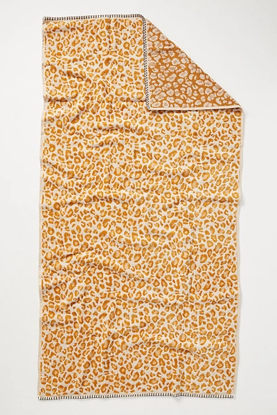 Anthropologie Lola Leopard Towel Collection By  In Yellow Size Bath Towel