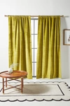 Anthropologie Velvet Slub Curtain By  In Green Size 50" X 96"