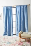 Anthropologie Velvet Slub Curtain By  In Blue Size 50" X 96"