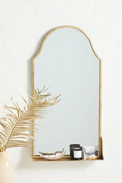 Anthropologie Evey Shelved Mirror In Brown