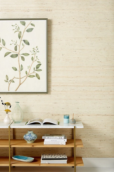 Anthropologie Grasscloth Textured Wallpaper In Beige