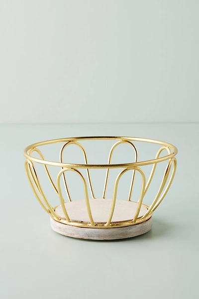 Anthropologie Gold Wire Mini Fruit Basket By  In Gold Size M