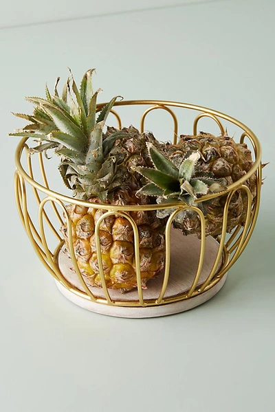 Anthropologie Gold Wire Fruit Basket By  In Gold Size Xs