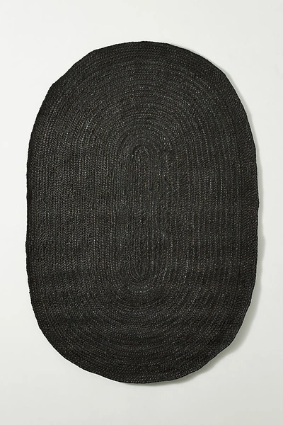 Anthropologie Handwoven Lorne Oval Rug By  In Black Size 4 X 6