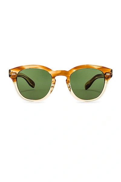 Oliver Peoples Cary Grant Sunglasses In Honey & Green Wash