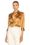 L Agence Dani Three-quarter Sleeve Silk Blouse In Biscotti