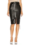 Balenciaga Belted Lace-up Leather And Stretch-jersey Skirt In Black