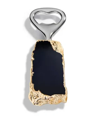 Anna New York Heritage 24k Goldplated Obsidian Bottle Opener