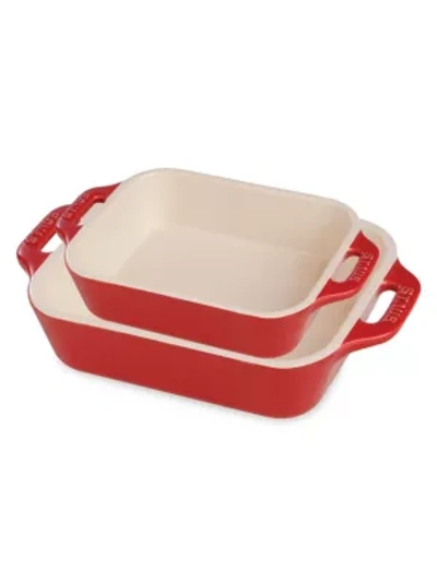 Staub Stonewares Rectangular Baking & Casserole 2-piece Dish Set In Cherry