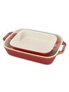 Staub Stonewares Rectangular Baking & Casserole 2-piece Dish Set In Rustic Red