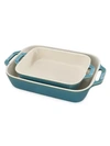 Staub Stonewares Rectangular Baking & Casserole 2-piece Dish Set In Rustic Turquoise