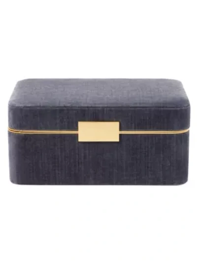 Aerin Beauvais Velvet Jewelry Box In Blue