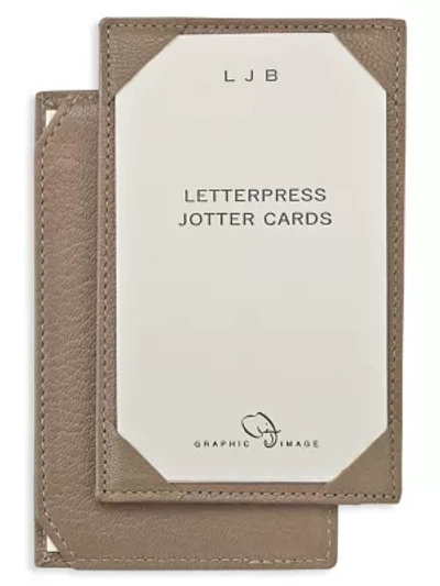 Graphic Image Leather Jotter In Taupe