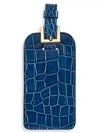 Graphic Image Gemstone Croc-embossed Leather Luggage Tag In Sapphire