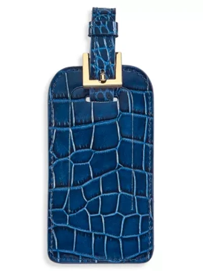 Graphic Image Gemstone Croc-embossed Leather Luggage Tag In Sapphire