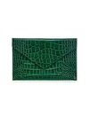 Graphic Image Gemstone Medium Croc-embossed Leather Envelope Pouch In Emerald